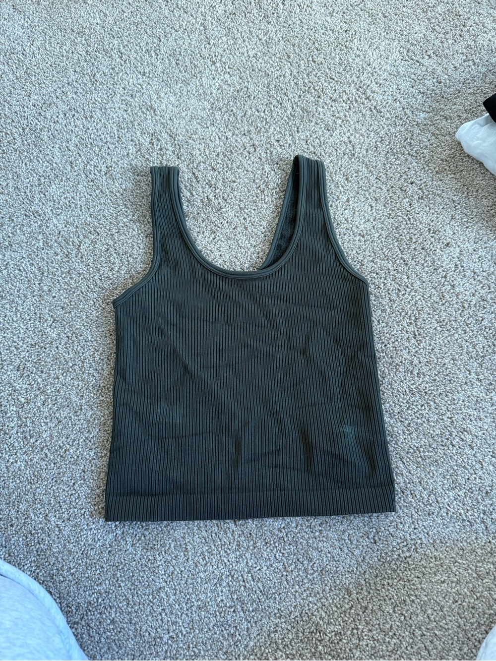 a new day Olive Ribbed Scoop Tank Top